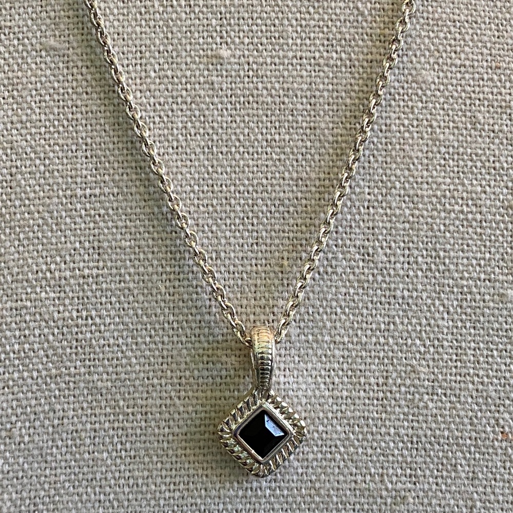 $10.- add on: Avon Silver Chain with Black Square Pendant